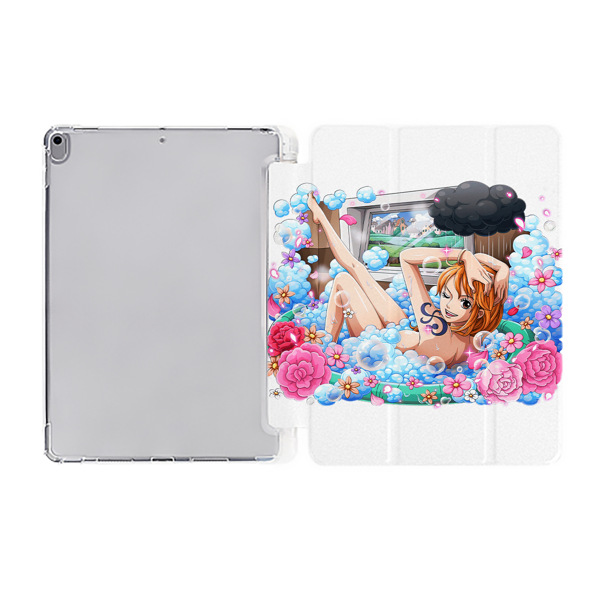 （画像用） ワンピース ナミ ONE PIECE Nami IPad ケース ペン収納付き 三つ折りスタンド PUレザー×シリコン 対応機種9.5/10.5/10.9インチ